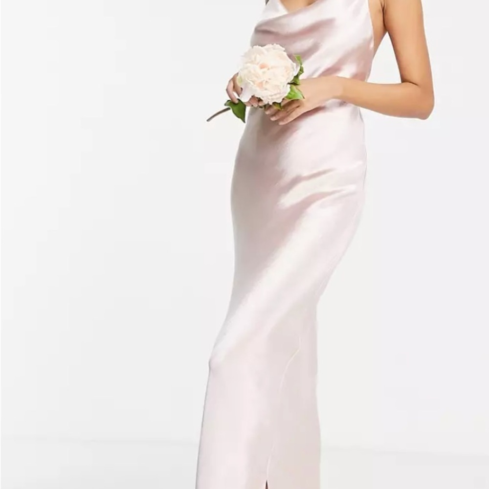 ASOS Satin Blush Pink Cami Maxi Slip Dress – Open Back – US 4 – NWT